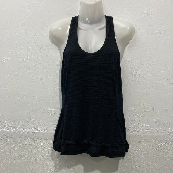 Lululemon Tank Top Women's Run Energy Racerback Black Cinch Waist Striped Size 6 - Picture 2 of 12